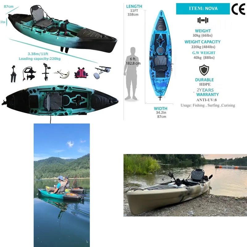 เรือคายัคแบบมีครีบขับเคลื่อนด้ - Fishing Kayak Sit In บทวิจารณ์และราคา