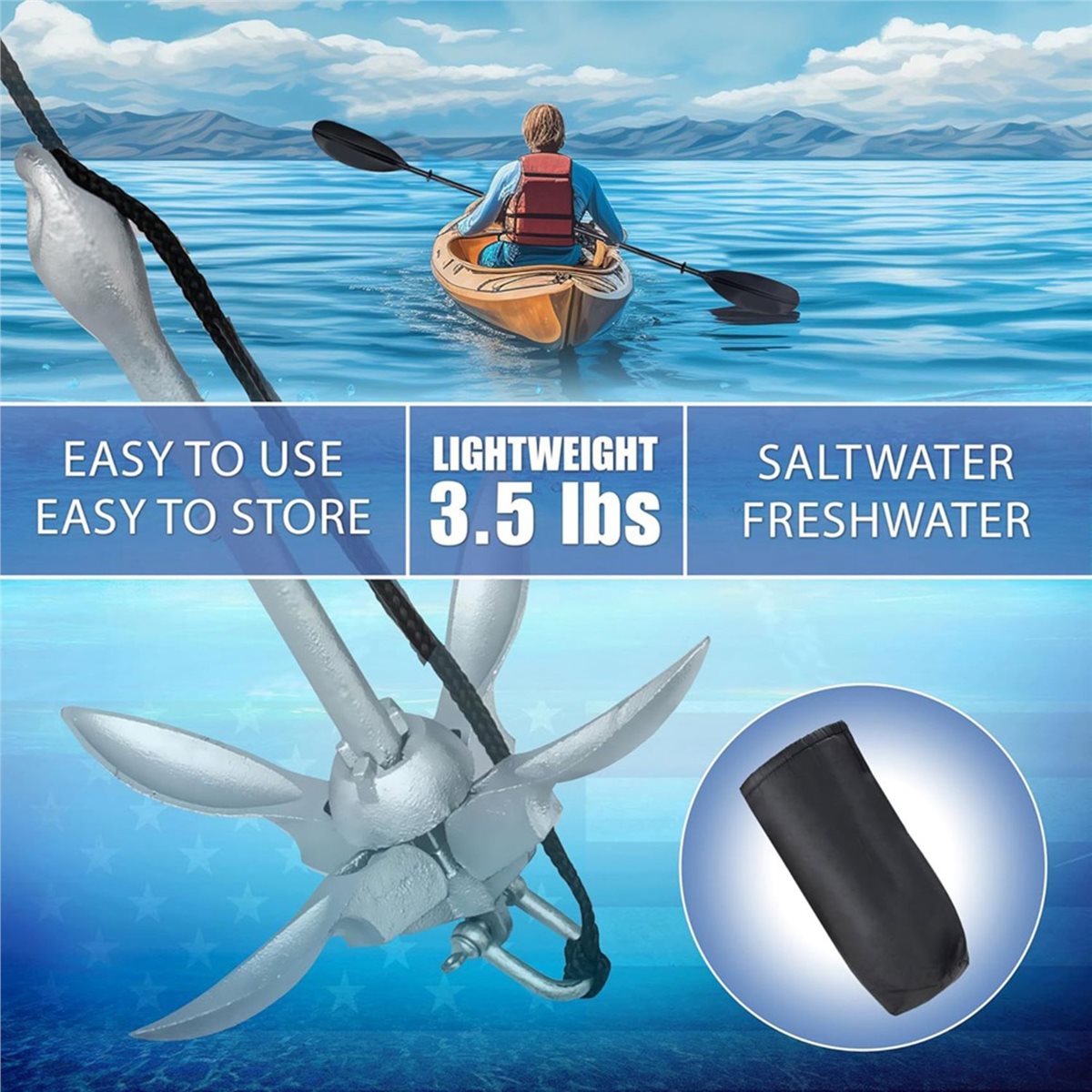 สมอเรือคายัคลดราคาพิเศษ, ชุดสม - Fishing Kayak Anchor บทวิจารณ์และราคา